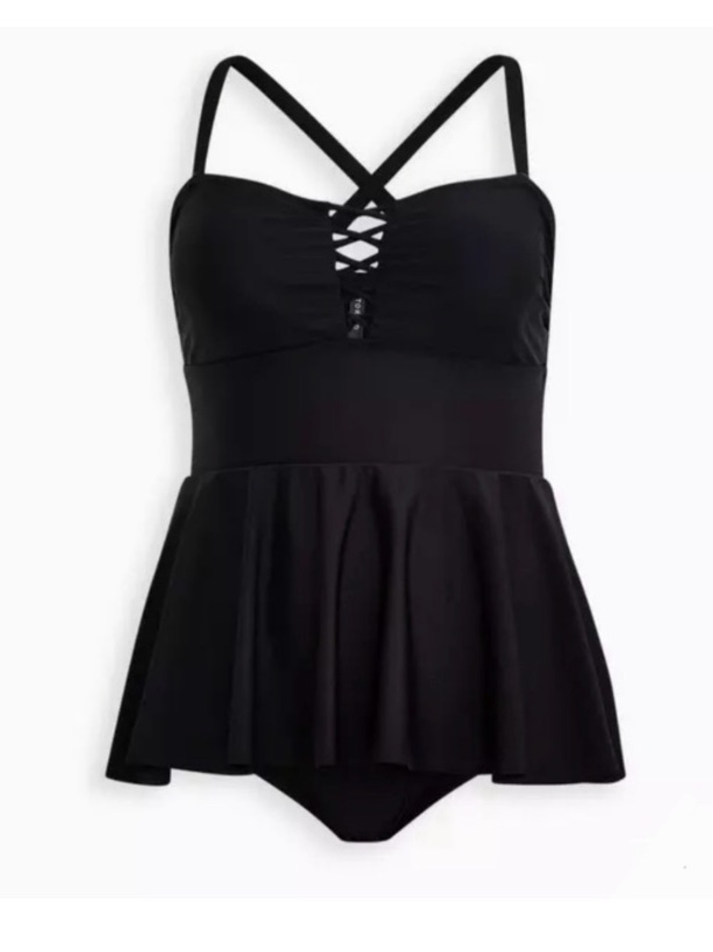 torrid Black One-Piece Swim Dress with Lace-Up Bodice - Picture 7 of 10